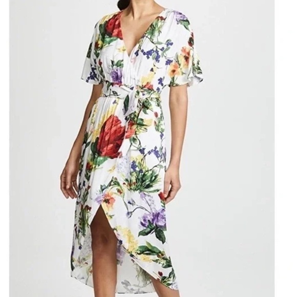Alice and Olivia Floral Wrap Dress with Tie - Multicolor - size 4 - Picture 6 of 6